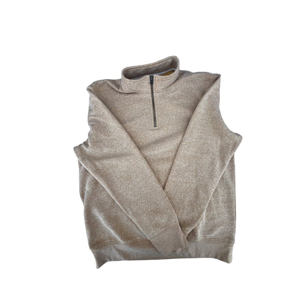 Sonoma Goods For Life Men's L Half-Zip Tan Heather Pullover Sweater Fleece Inter
